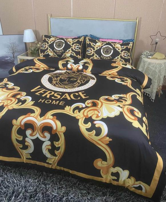 Parure de Lit Luxe Noir & Doré – Design Baroque Élégant - Housse de couette + taies d'oreiller